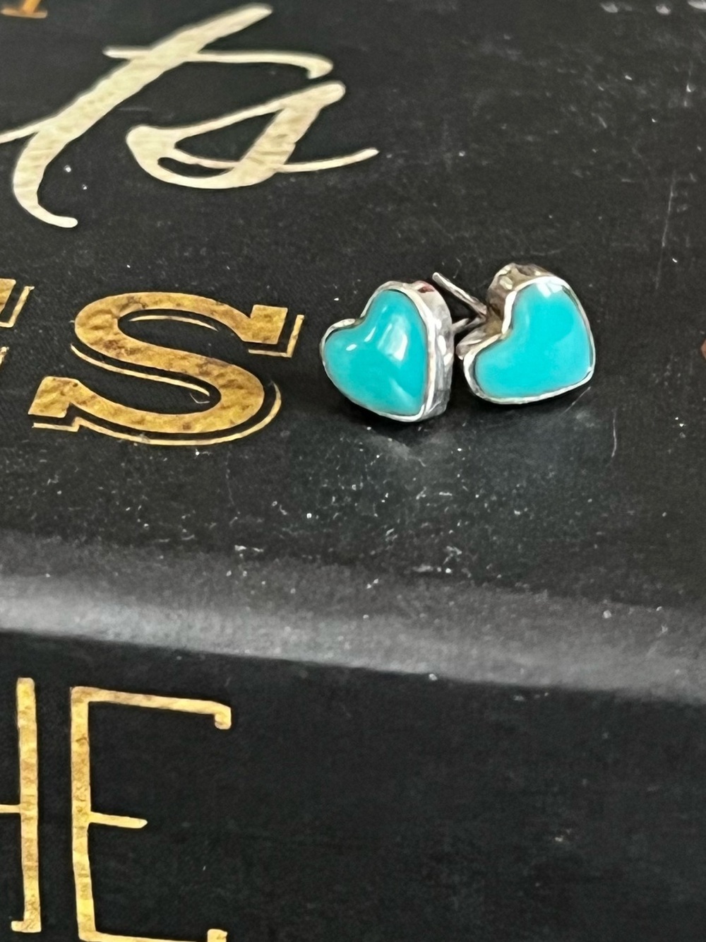 Turquoise Heart  silver Stud Earrings